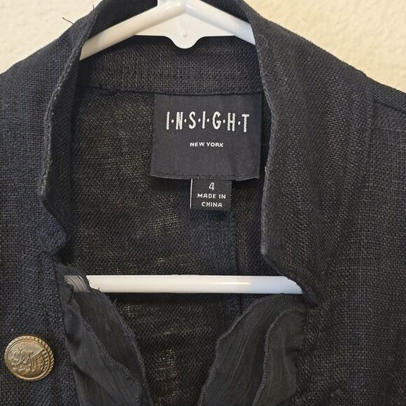 Insight Black Military Style Jacket Blazer Gold Buttons Lace trim size 4 - Picture 2 of 10